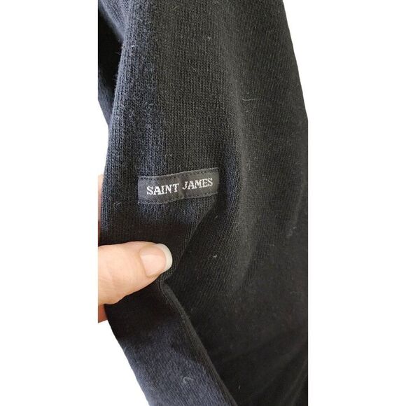 Saint James Boat Neck Thick Cotton Pullover Shirt Top Womens Size M Black - Picture 3 of 8